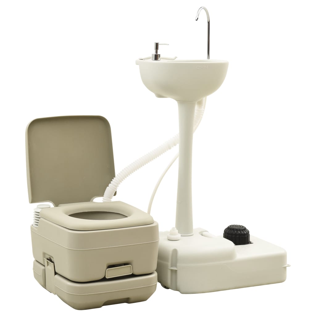 Vidaxl Camping Room e lavello set 10+10 e 20 L grigio