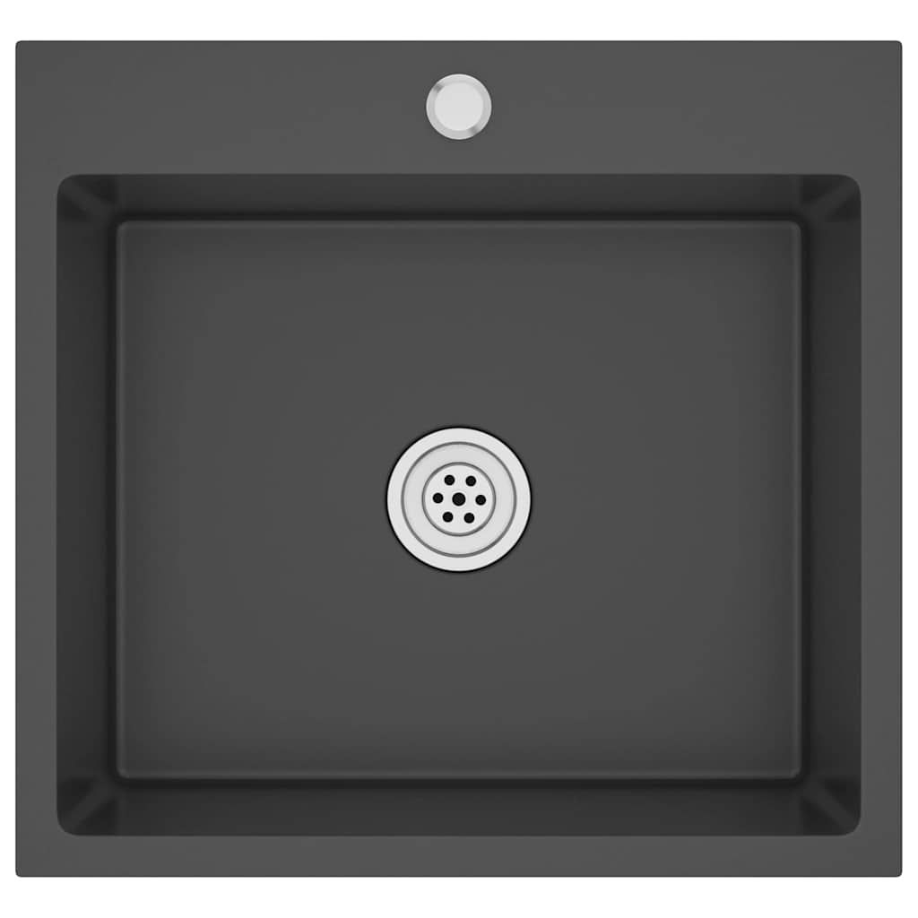 Puits vidaxl à la main en acier inoxydable noir