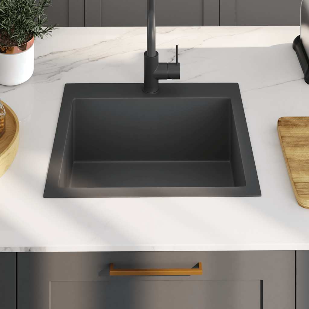 Puits vidaxl à la main en acier inoxydable noir