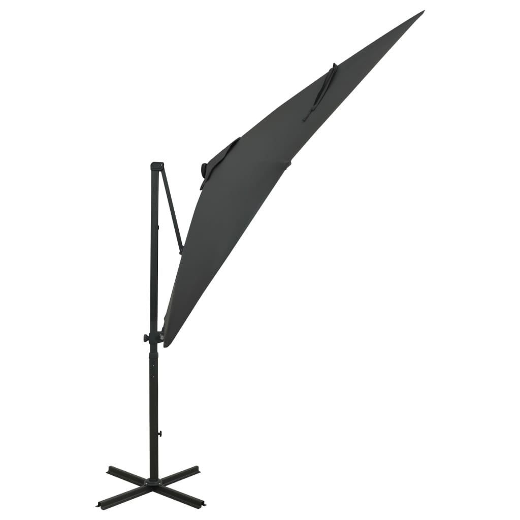 Vidaxl Floating parasol with pole and LED lighting 250 cm anthracite color