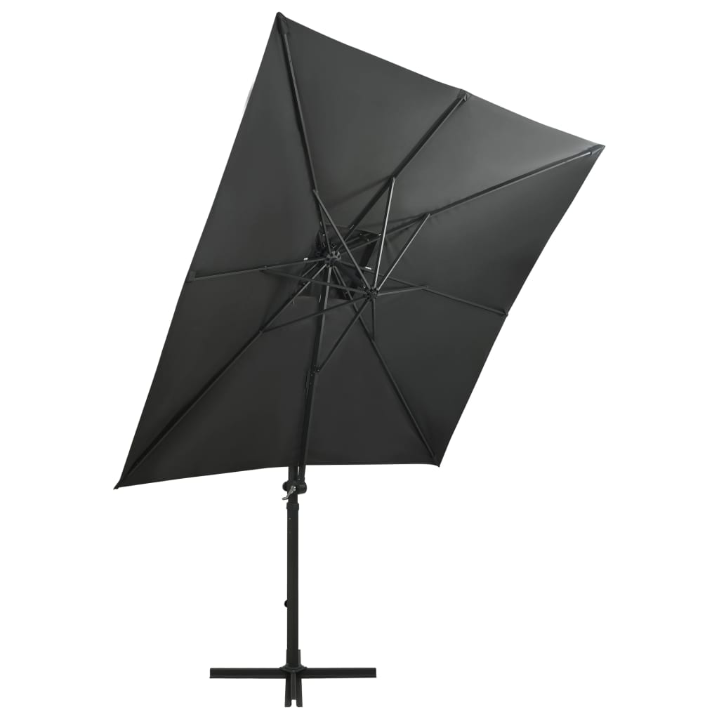Vidaxl Floating parasol with pole and LED lighting 250 cm anthracite color
