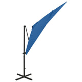 Vidaxl plavajoči parazol s palico in LED osvetlitev 250 cm azure modra