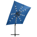 Vidaxl plavajoči parazol s palico in LED osvetlitev 250 cm azure modra