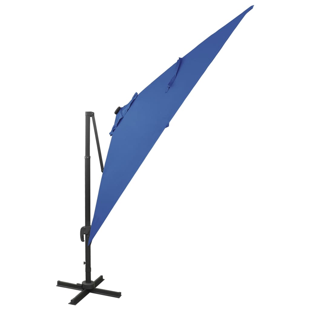 Vidaxl plavajoči parazol s palico in LED osvetlitev 300 cm azure modra