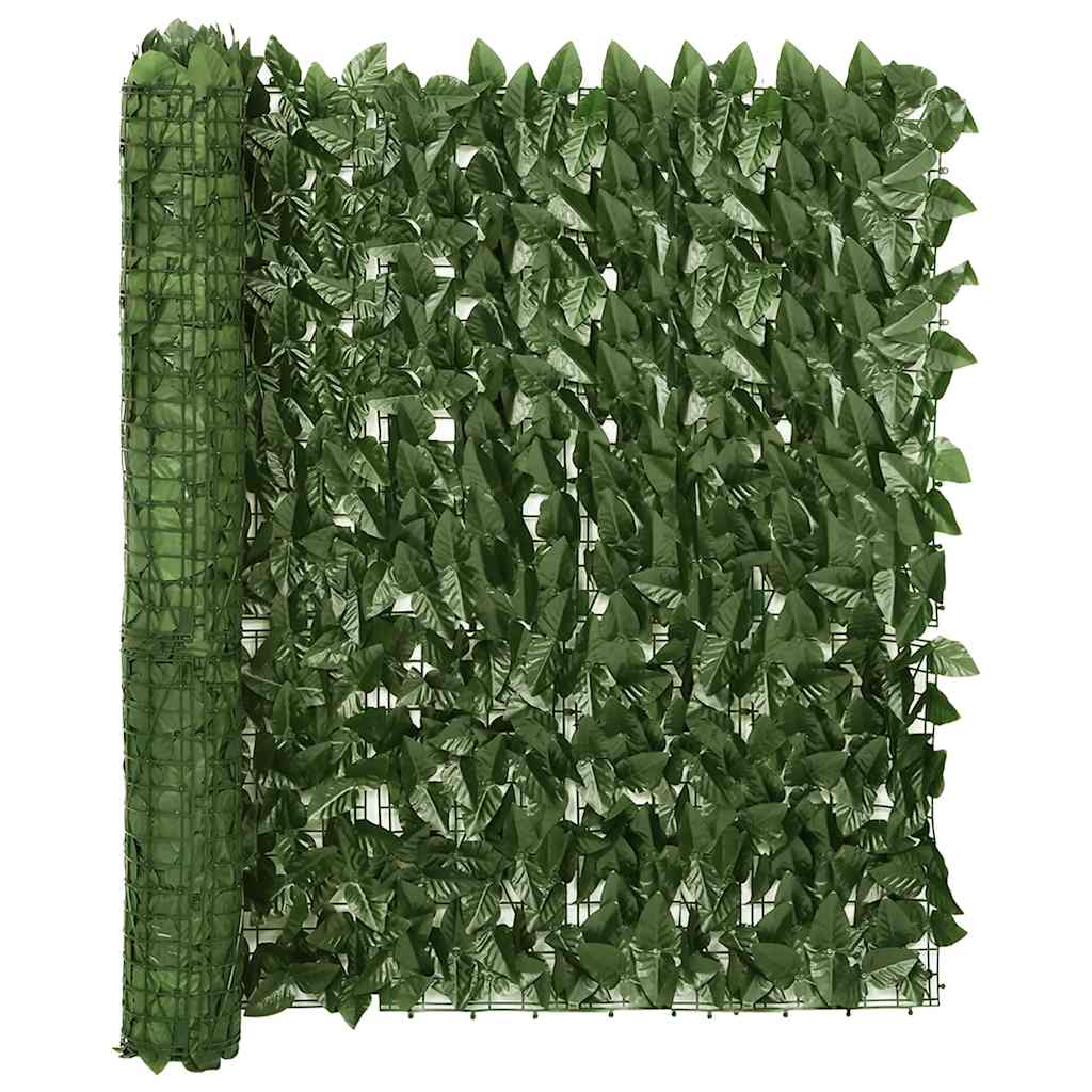 Balkon zaslon Vidaxl s temno zelenimi listi 400x100 cm