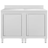 Vidaxl Worktafel Cabinet Commercial 120x60x96 cm nerezová ocel