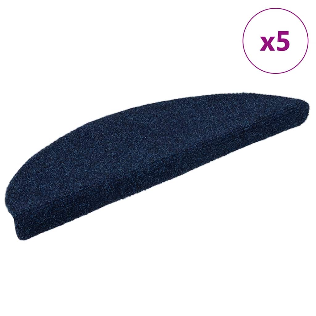 Vidaxl Stair Mats Self -Tilholdt 5 St. 56x17x3 cm nål følte marineblå blå