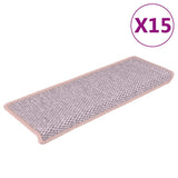 Vidaxl trapmatten zelfklevend 15 st sisal-look 65x21x4 cm roze