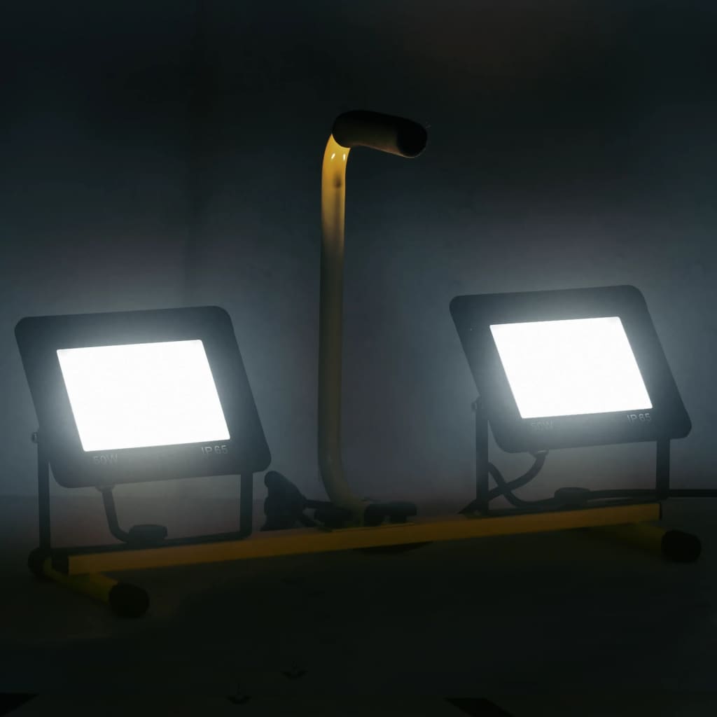 Vidaxl reflektor s rukojetí LED 2x50 w studená bílá