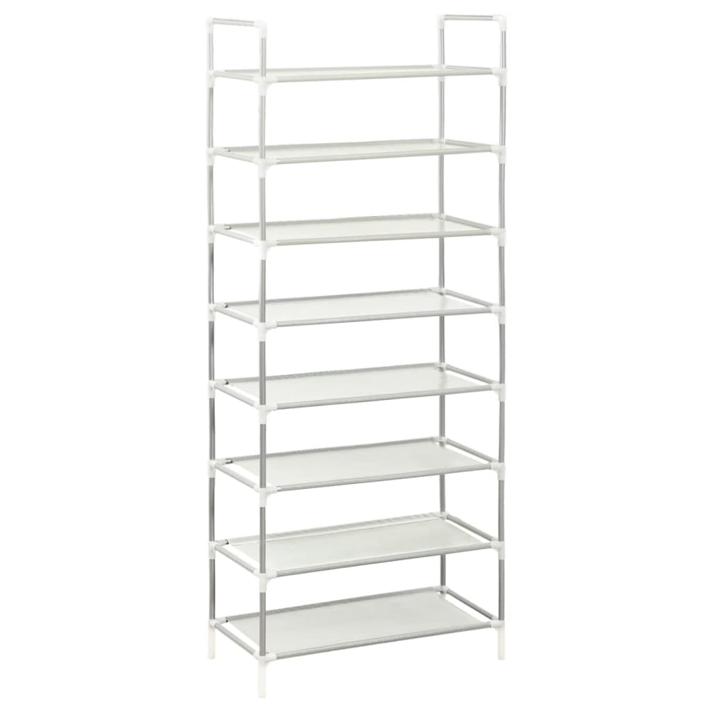 Vidaxl Shoe Rack s 8 policemi z kovové a netkané tkaniny stříbrné barvy