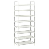 Vidaxl Shoe Rack s 8 policemi z kovové a netkané tkaniny stříbrné barvy