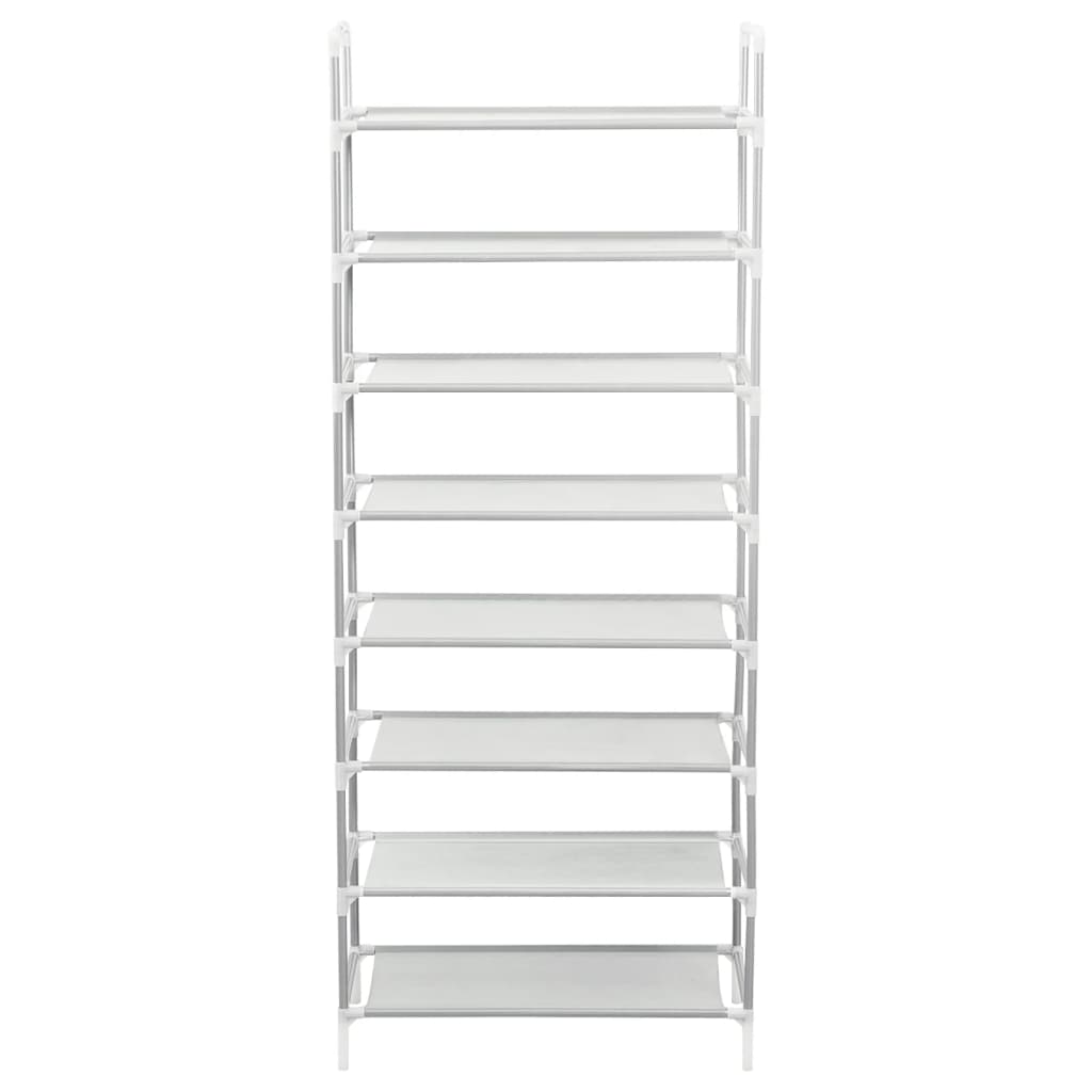 Vidaxl Shoe Rack s 8 policemi z kovové a netkané tkaniny stříbrné barvy