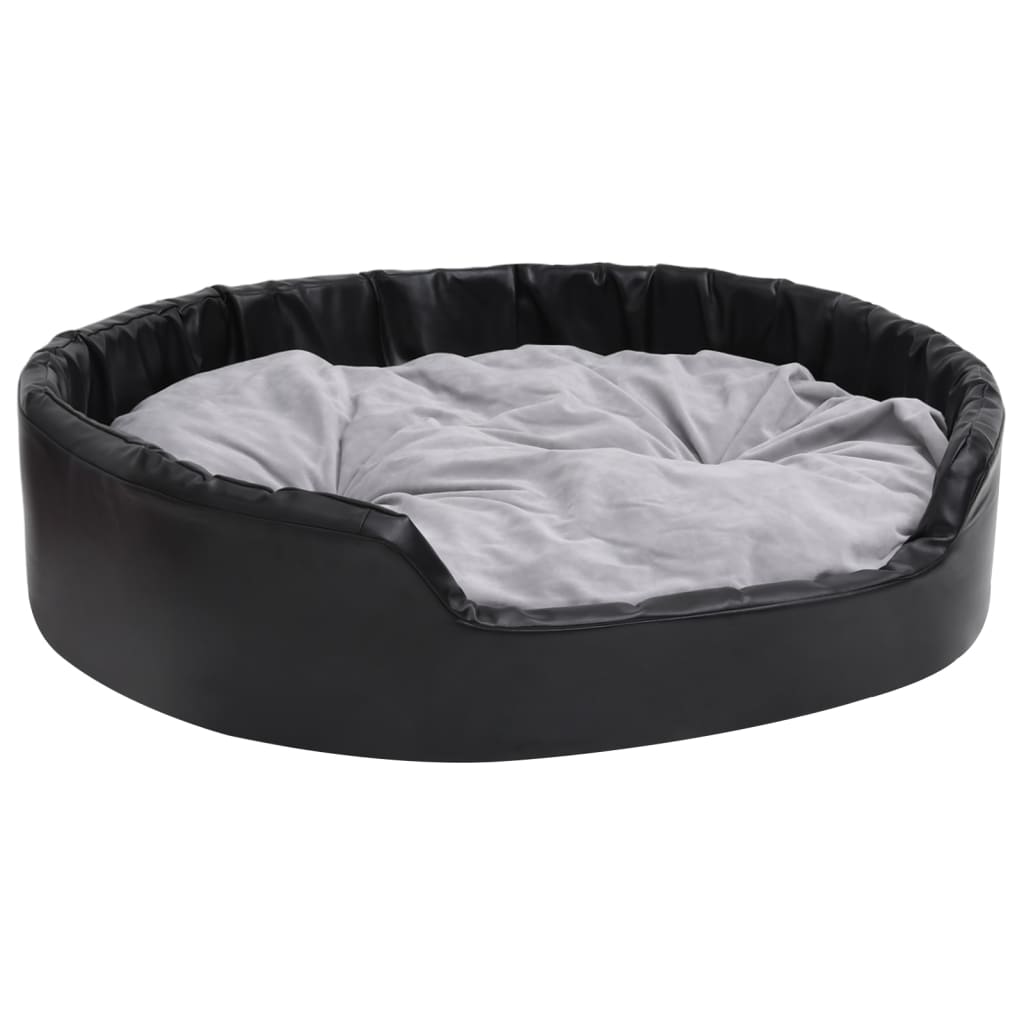 Vidaxl dog basket 99x89x21 cm plush and artificial leather black and gray