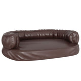 Vidaxl dog basket with ergonomic foam 88x65 cm artificial leather brown