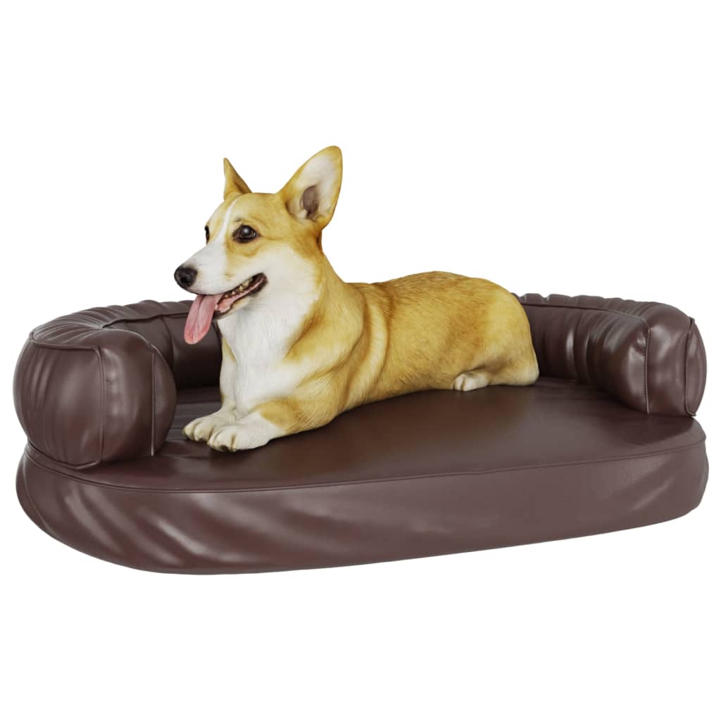 Vidaxl dog basket with ergonomic foam 88x65 cm artificial leather brown