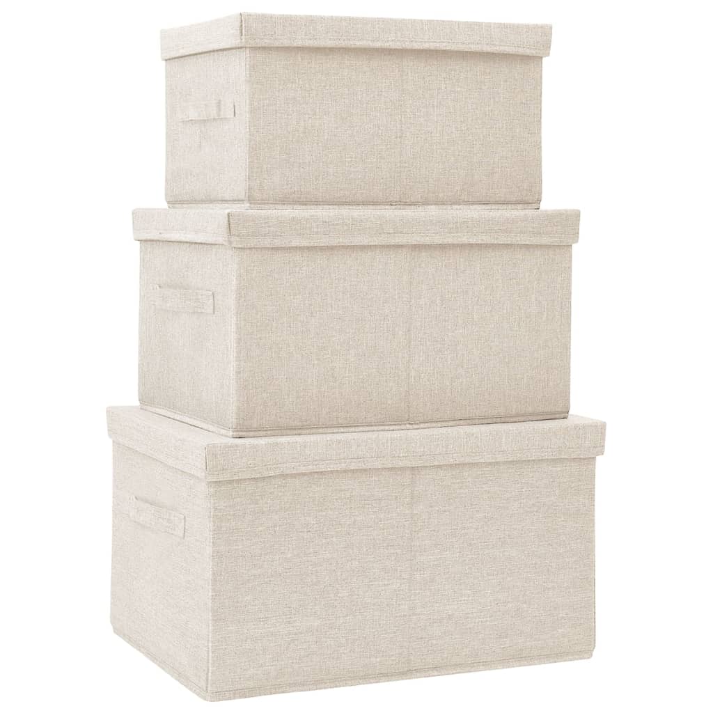 Vidaxl 3-part storage box set stackable dust cream-colored