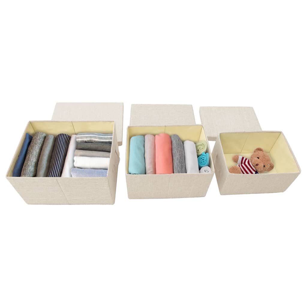 Vidaxl 3-part storage box set stackable dust cream-colored