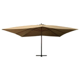 Vidaxl plavajoči parazol z lesenim drogom 400x300 cm taupe