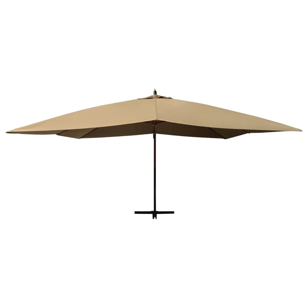 Vidaxl plavajoči parazol z lesenim drogom 400x300 cm taupe