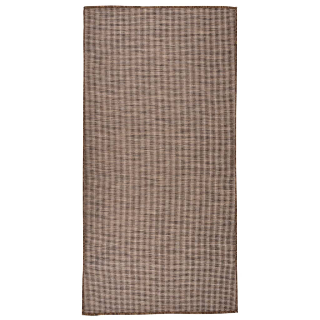 Vidaxl zunanja preproga ploščata tkana 100x200 cm rjava