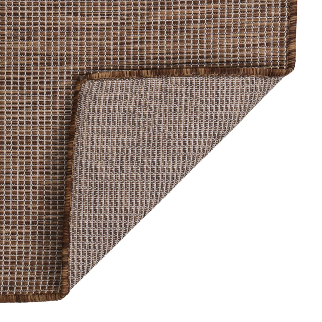 Vidaxl zunanja preproga ploščata tkana 100x200 cm rjava