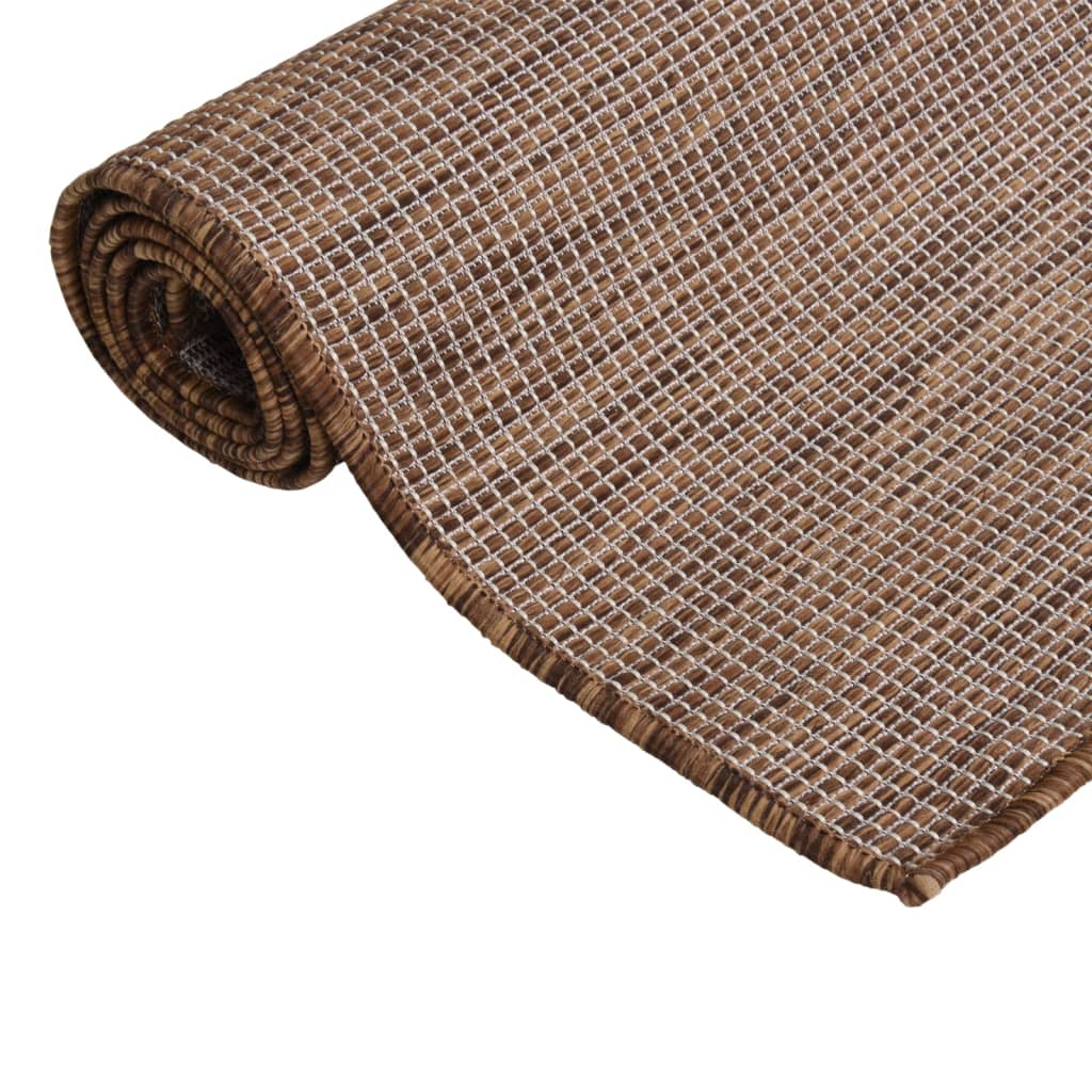 Vidaxl zunanja preproga ploščata tkana 100x200 cm rjava