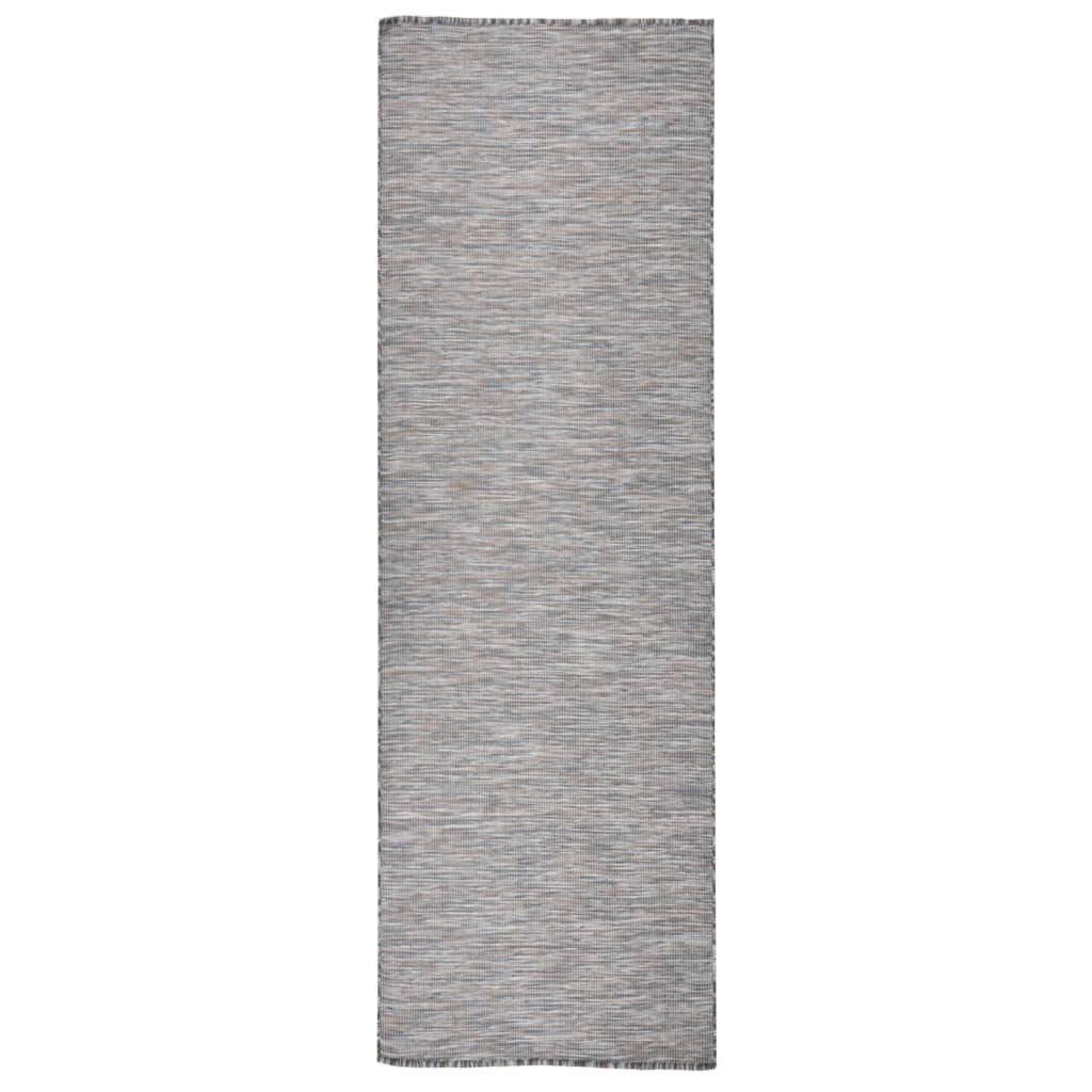 Vidaxl zunanja preproga ploščata tkana 80x250 cm rjava in modra