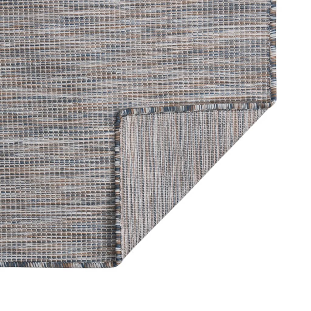 Vidaxl zunanja preproga ploščata tkana 80x250 cm rjava in modra