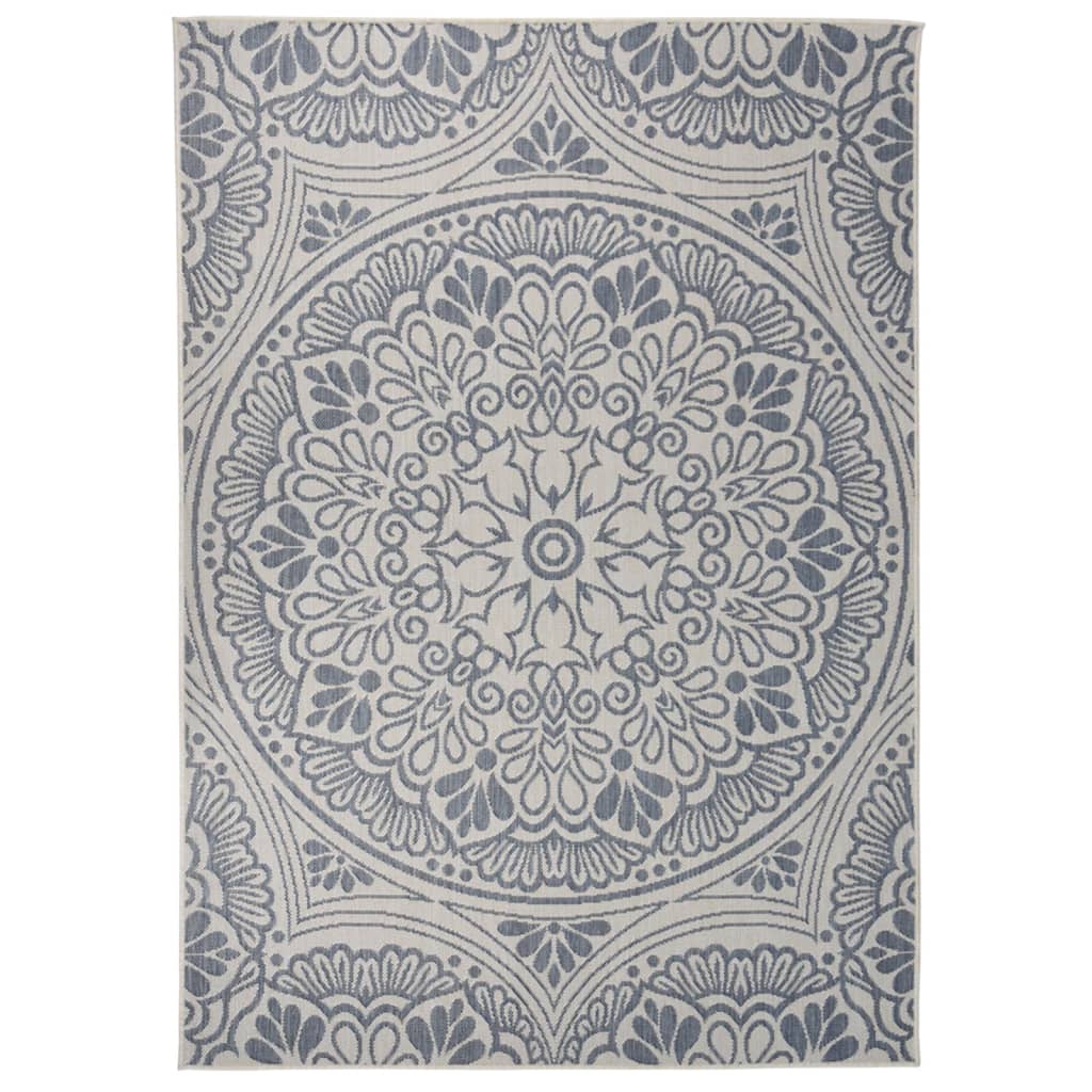 Vidaxl ausserhalb vun Teppech mat Musterflat gewéckt 140x200 cm blo