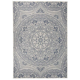 Vidaxl ausserhalb vun Teppech mat Musterflat gewéckt 140x200 cm blo