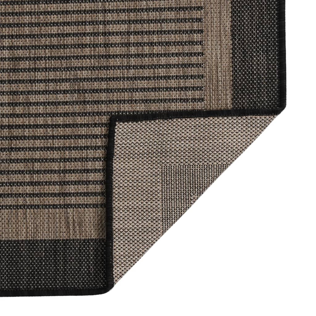 Vidaxl zunanja preproga ploščata tkana 140x200 cm temno rjava