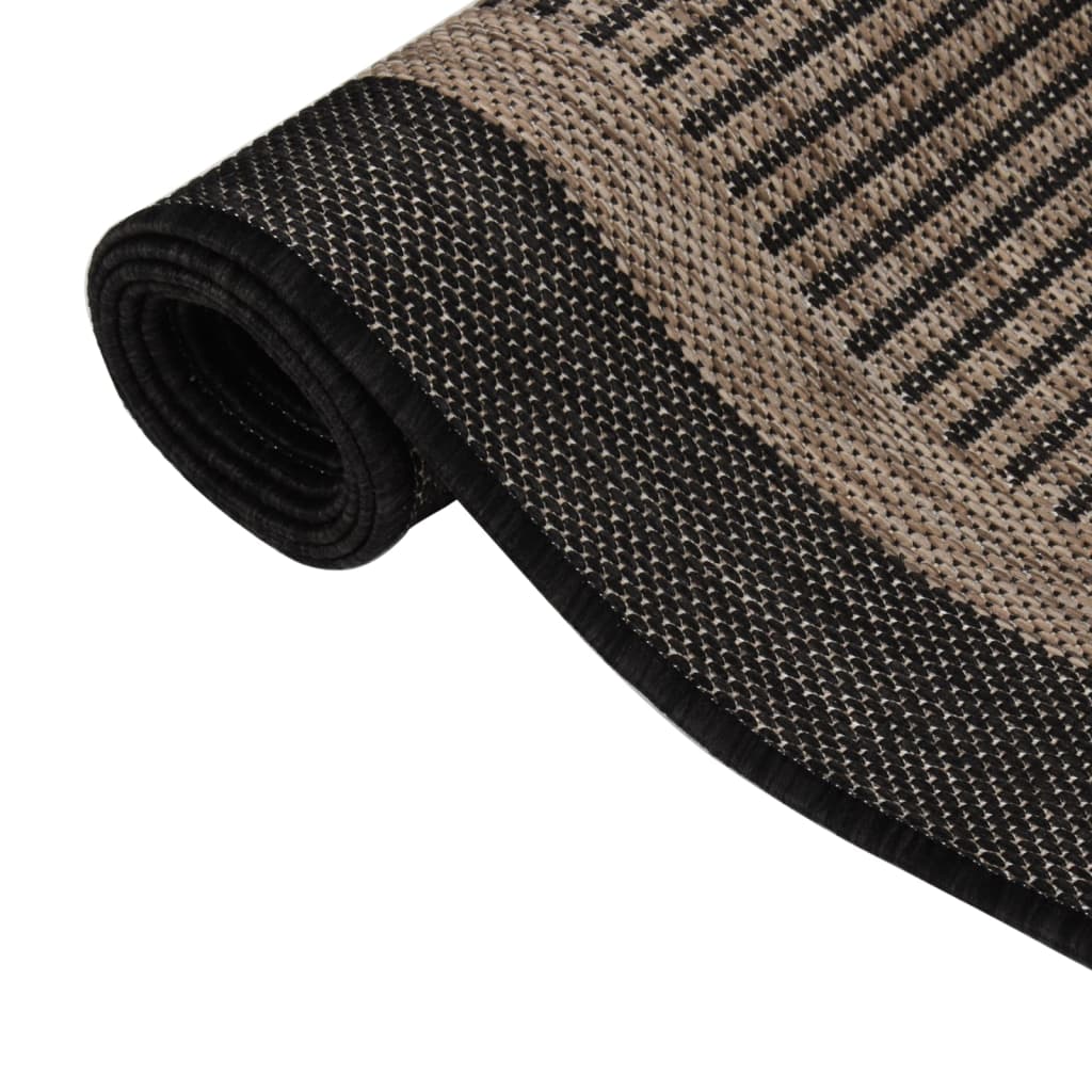 Vidaxl zunanja preproga ploščata tkana 140x200 cm temno rjava