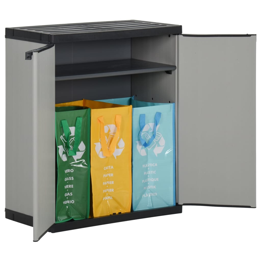 Vidaxl Garden Waste Box 68x40x85 cm polypropen grå og sort