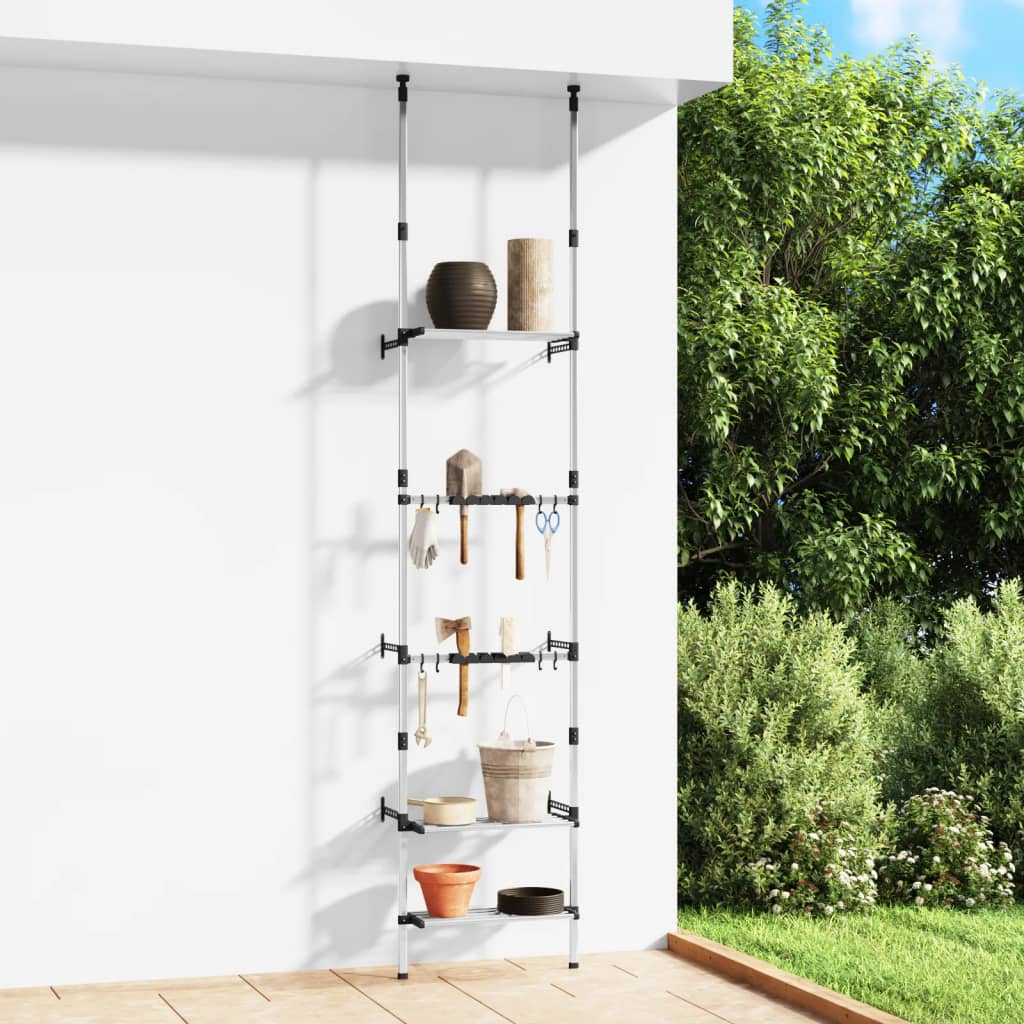 VidaXL Garden rack with 3 shelves of telescopic aluminum silver colored