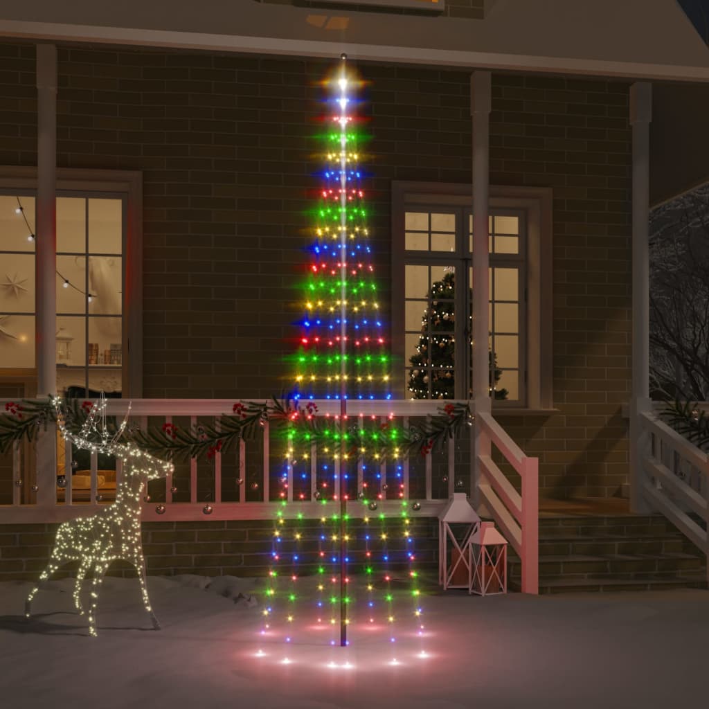 Vidaxl Vlaggenmast vánoční stromeček 310 LED diody vícebarevný 300 cm
