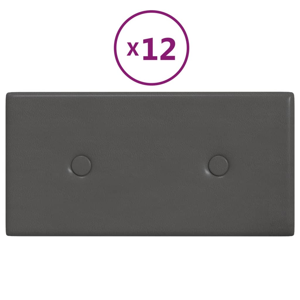 Vidaxl veggpaneler 12 stk 0,54 m² 30x15 cm kunstig skinngrå