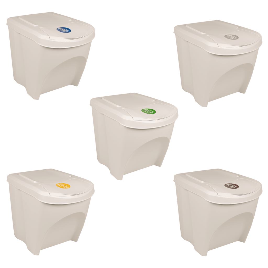 Vidaxl garbage cans 3 st stackable 75 l polypropene white