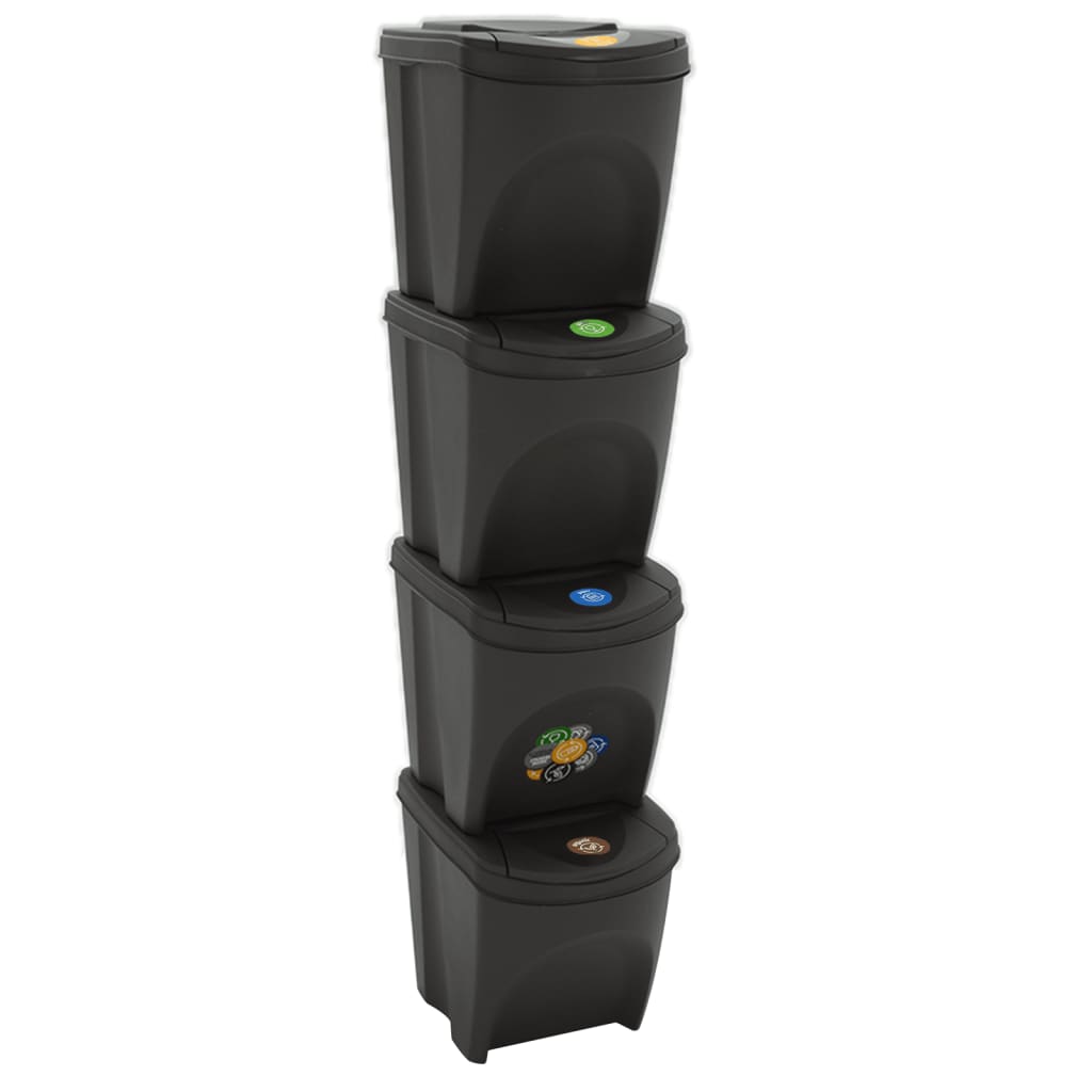 Vidaxl Garbage Cans 4 St Stackable 100 L Polypropene Gray