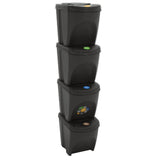Vidaxl Garbage Cans 4 St Stackable 100 L Polypropene Gray