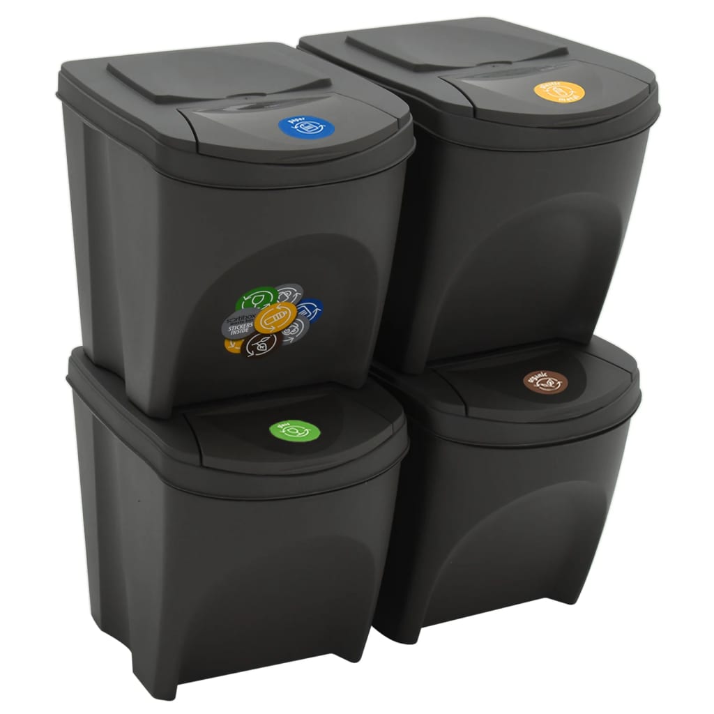 Vidaxl Garbage Cans 4 St Stackable 100 L Polypropene Gray