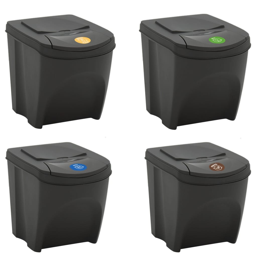 Vidaxl Garbage Cans 4 St Stackable 100 L Polypropene Gray
