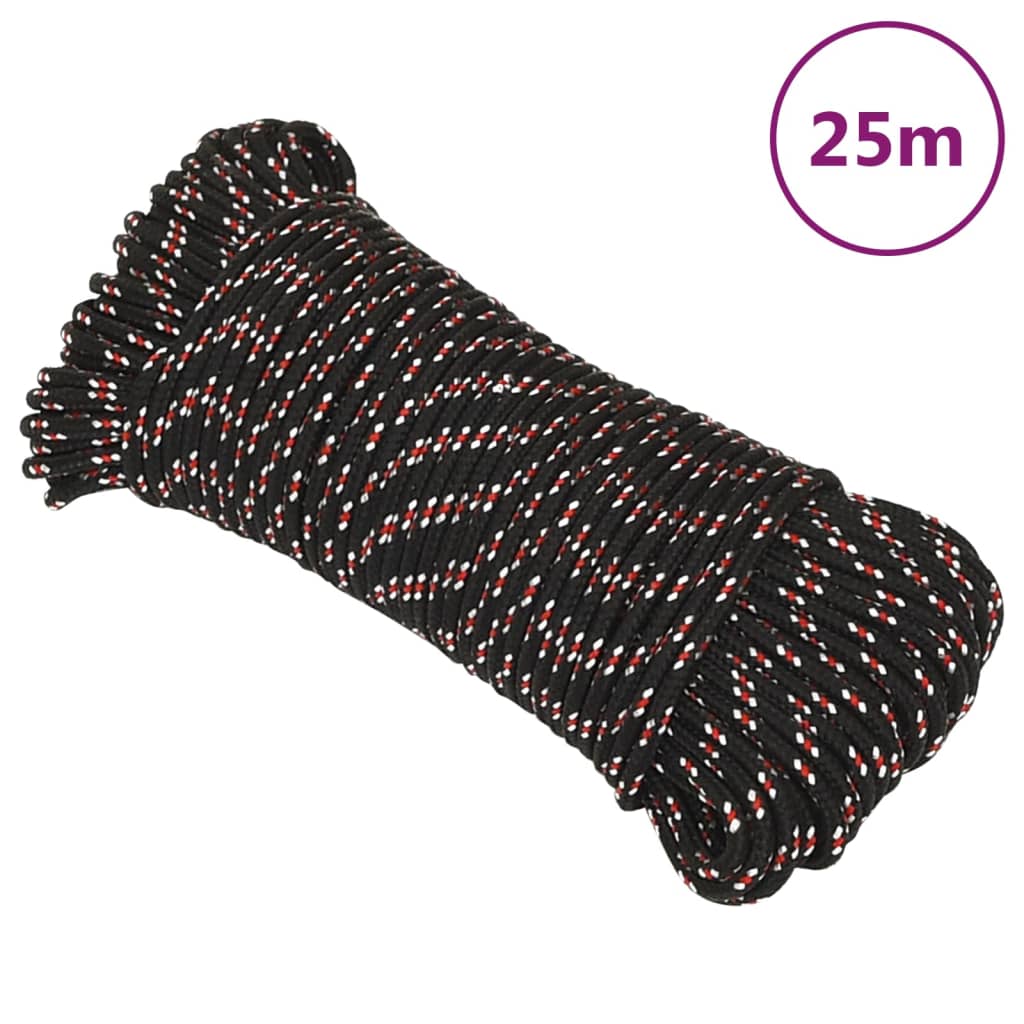 Vidaxl Boot Rope 5 m mm 25 m Polypropylene schwaarz