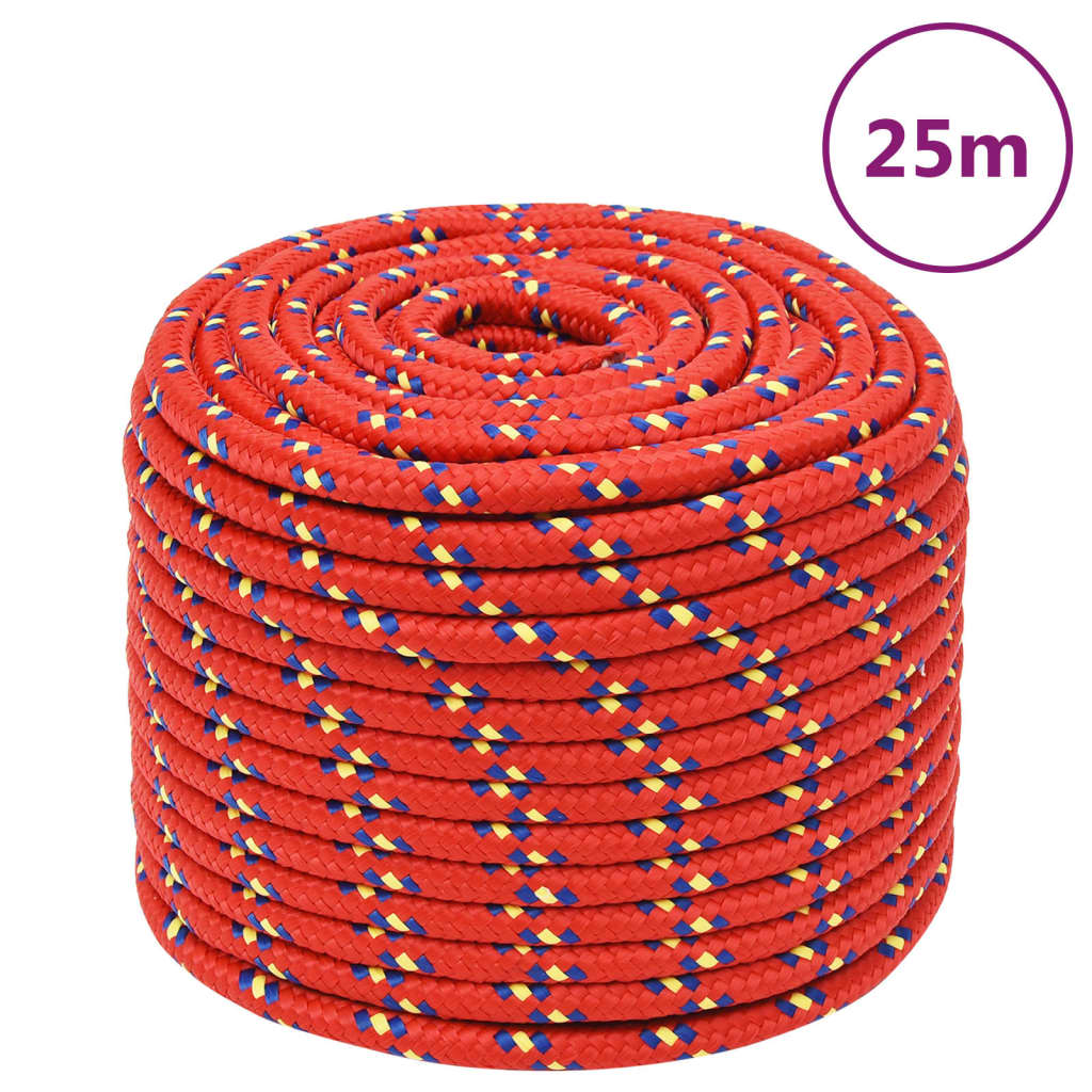 Vidaxl čolna vrvi 14 mm 25 m polipropilen rdeča