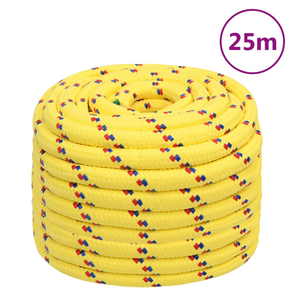 Corde de bateau vidaxl 20 mm 25 m en jaune en polypropylène
