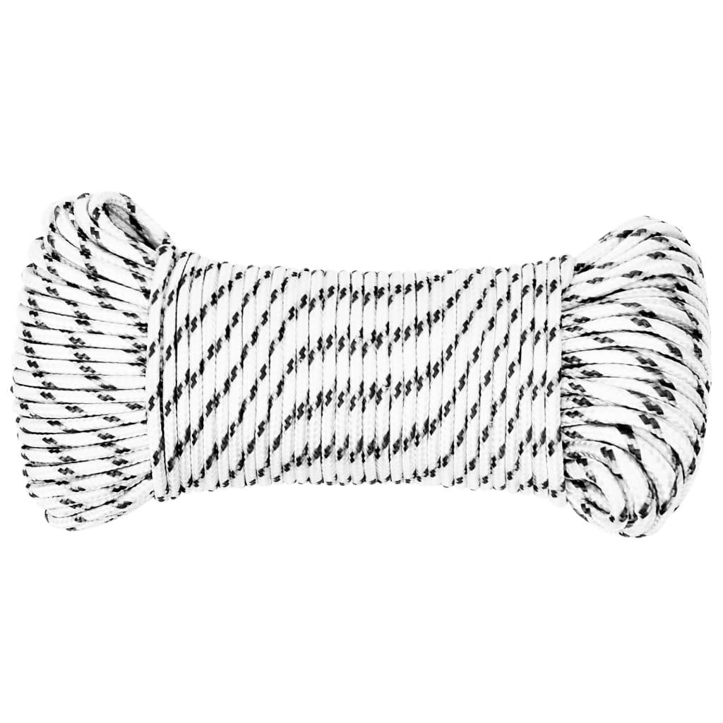 Vidaxl boottouw gevlochten 4 mmx25 m polyester wit