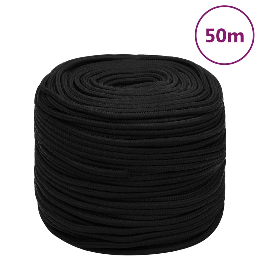 Vidaxl Werkouw 10 mm 50 m Polyester Black