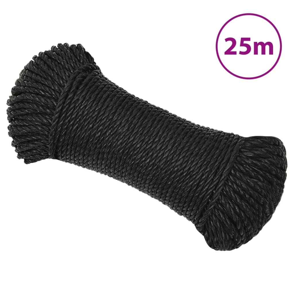 Vidaxl Werkouww 6 mm 25 m Polroprope schwaarz