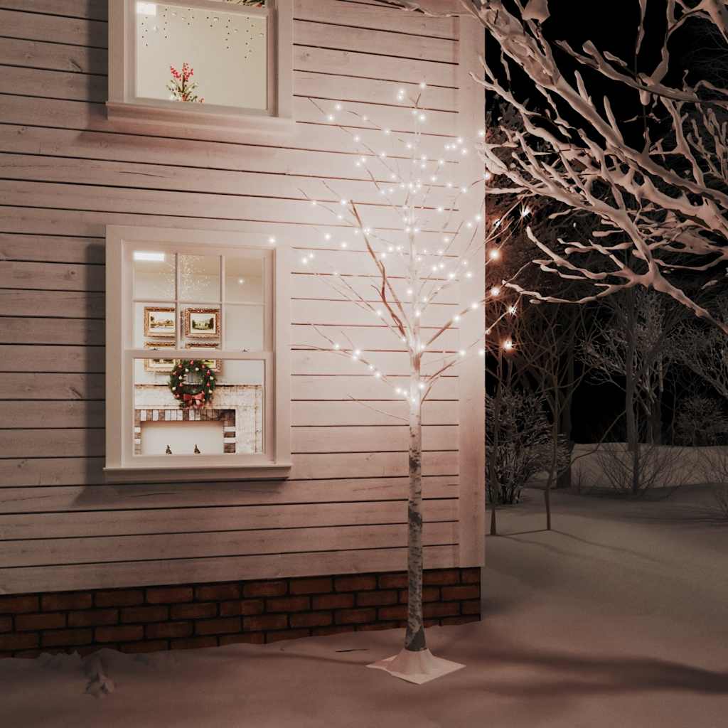 Vidaxl Berkenboom LED 128 LED LED WARM WHITE 220 cm bílý