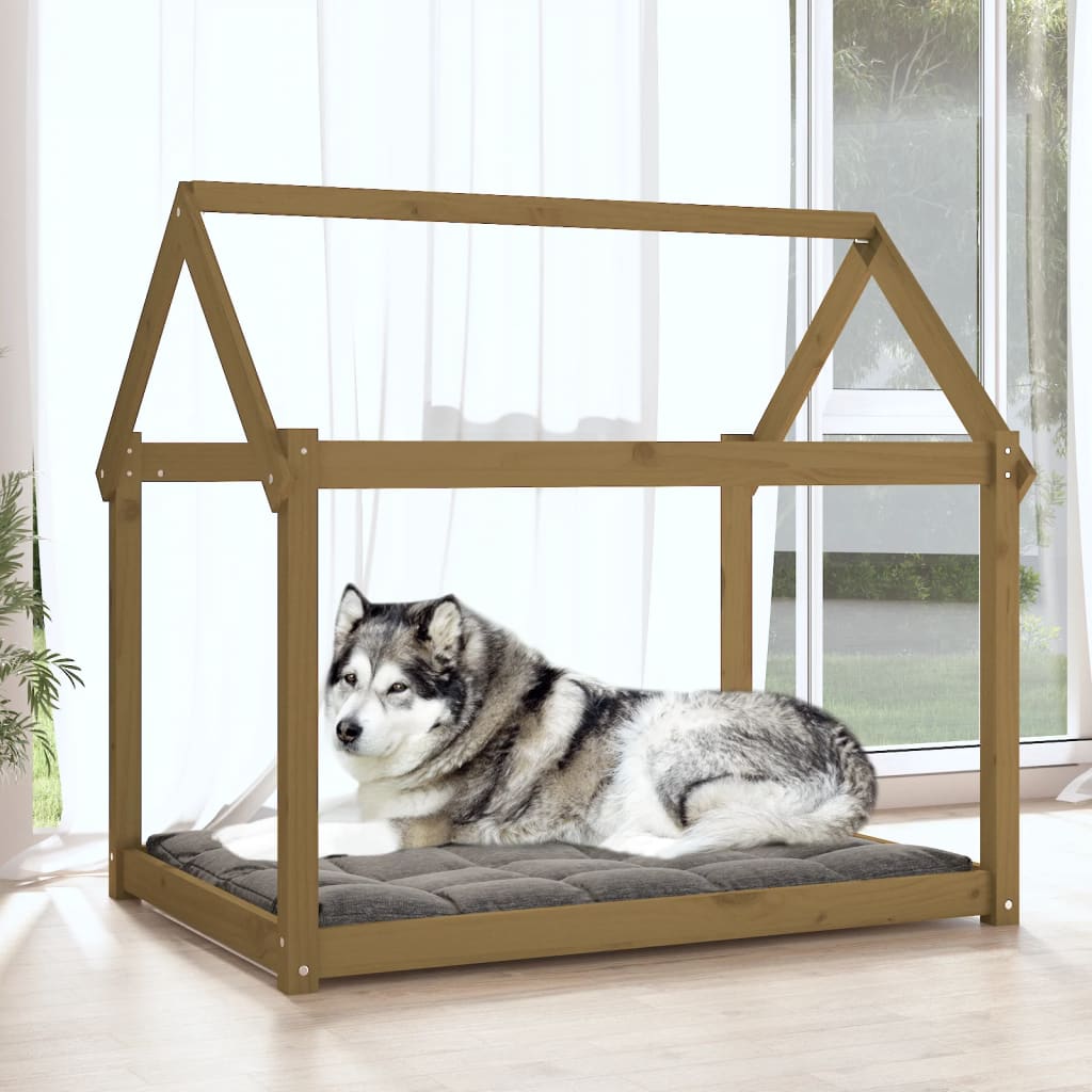 Košara za pse vidaxl 111x80x100 cm trden borov medu rjava