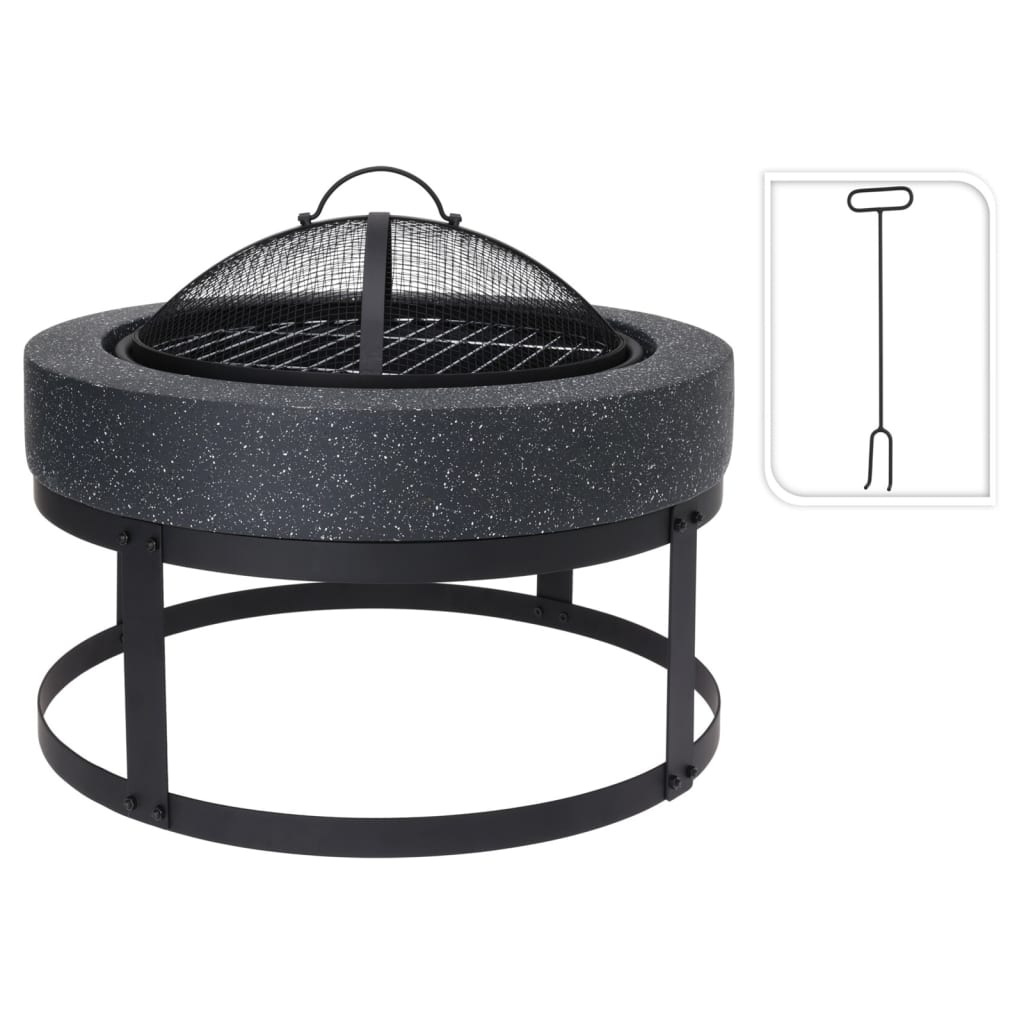 Progarden progarden fire bowl with grill around 50.5x50.5x37 cm black